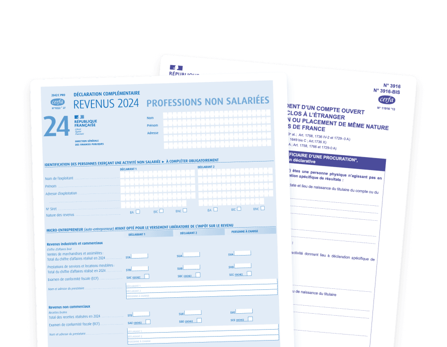 Image de la page rapport : documents fiscaux précompilés prêts à soumettre, générés automatiquement par FinBooks