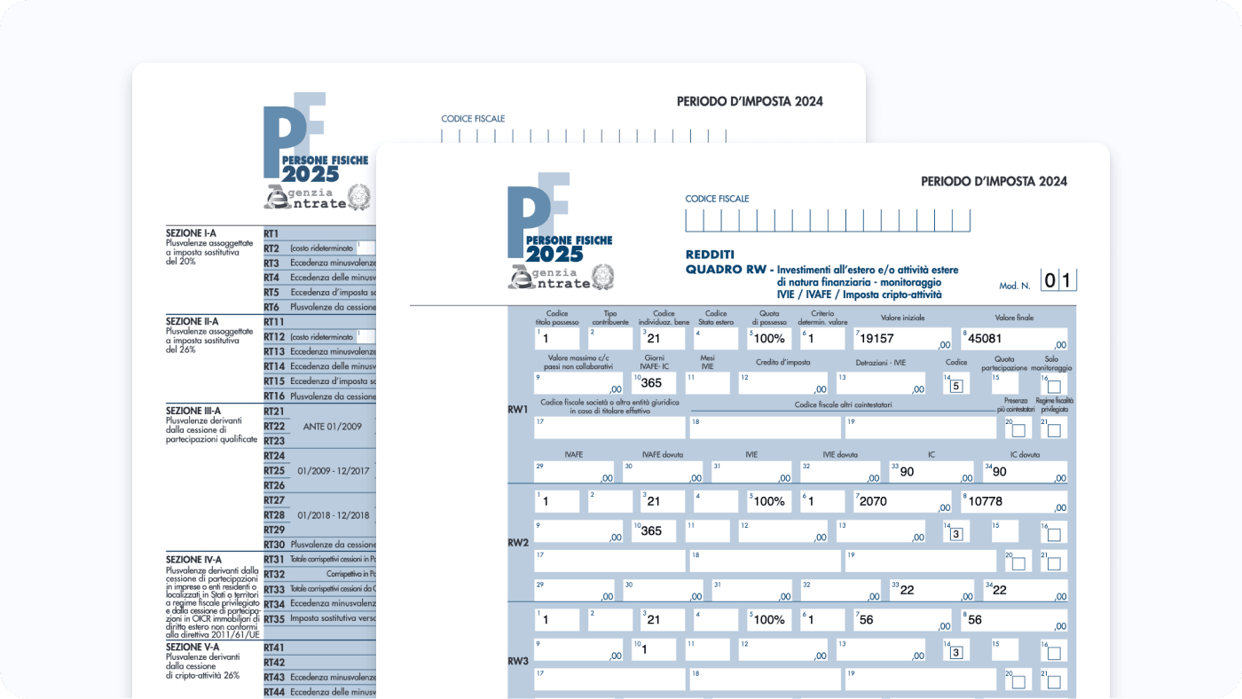 Report Quadro RW specifico per Italia di Finbooks (decorativo)
