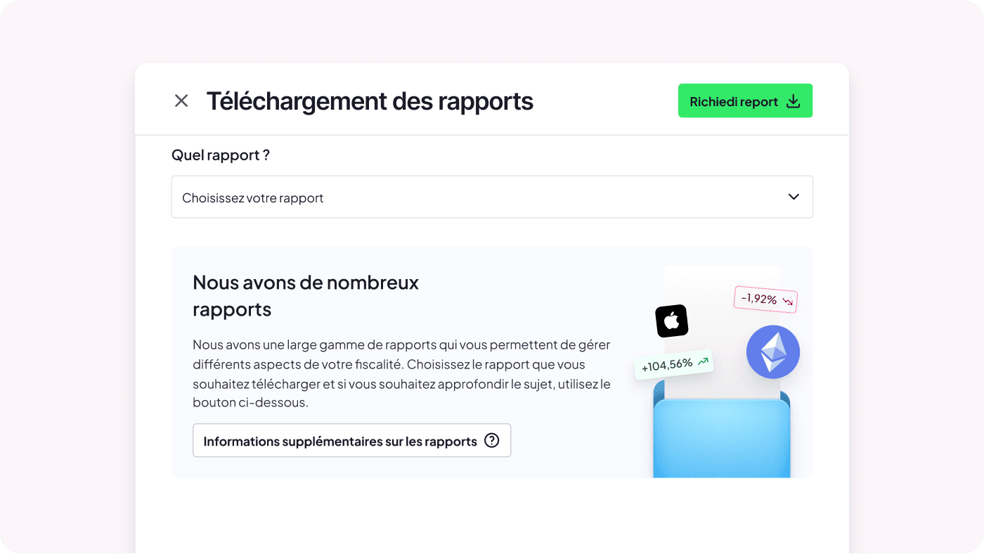 Image version bureau de la page fonctionnalités rapport : interface intuitive de téléchargement et gestion des rapports financiers FinBooks