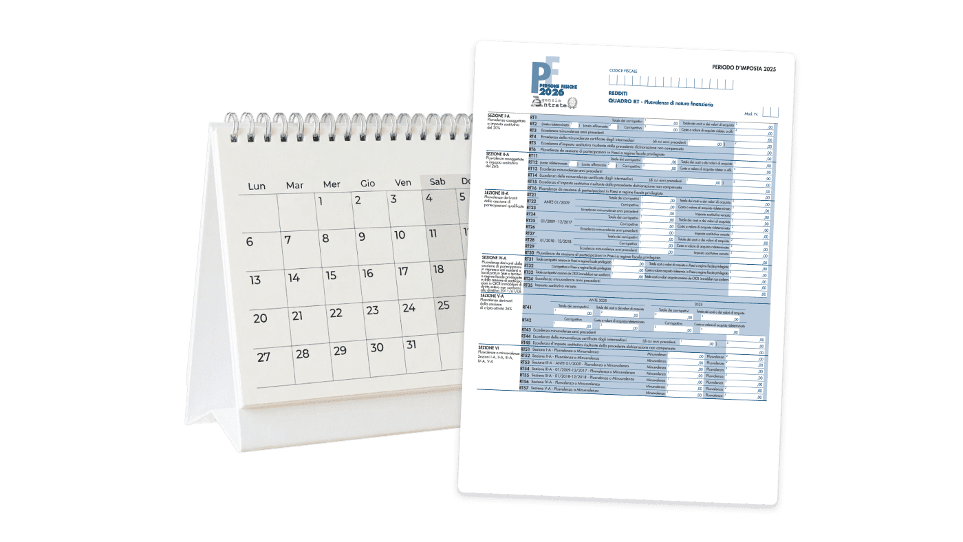 Esempio di Quadro RW e Calendario fiscale