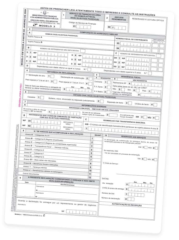 Ilustração Finbooks : formulário de declaração de IRS
